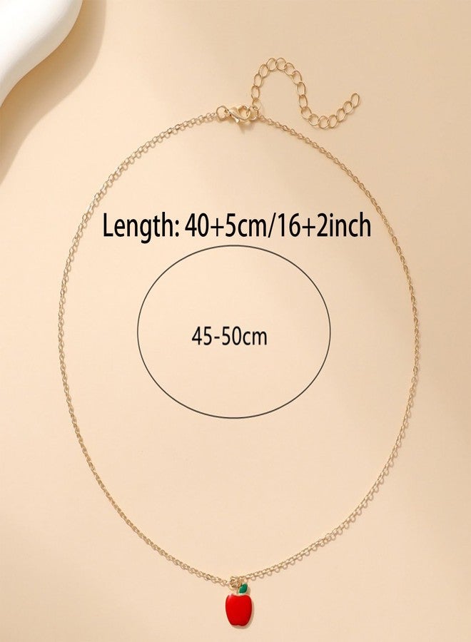 FORUBUS Red Apple Jewelry Set for Women, Includes Apple Pendant Necklace and Earrings, Perfect for Parties, Gifts, and Everyday Wear-apple - Image 5